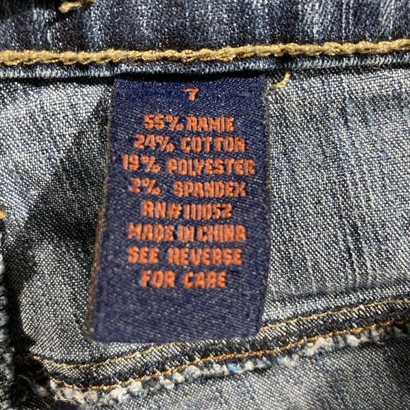 Vanilla Star Jeans Women's Size 7 Embellished Flare Leg Blue Denim Stretch - Picture 13 of 16